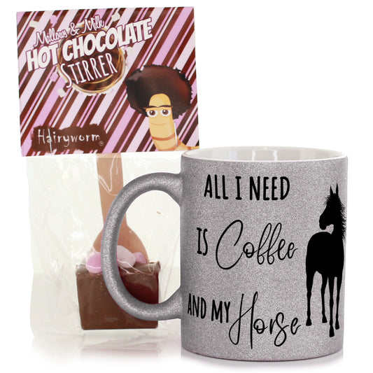 Personalised Glitter Mug - All I Need Is Coffee and My Horse