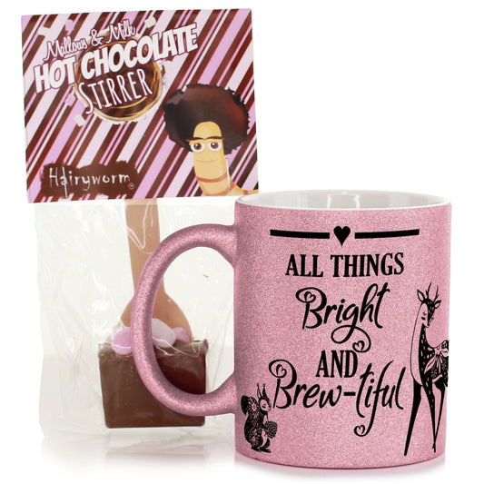 Personalised Glitter Mug - All Things Bright and Brew-tiful
