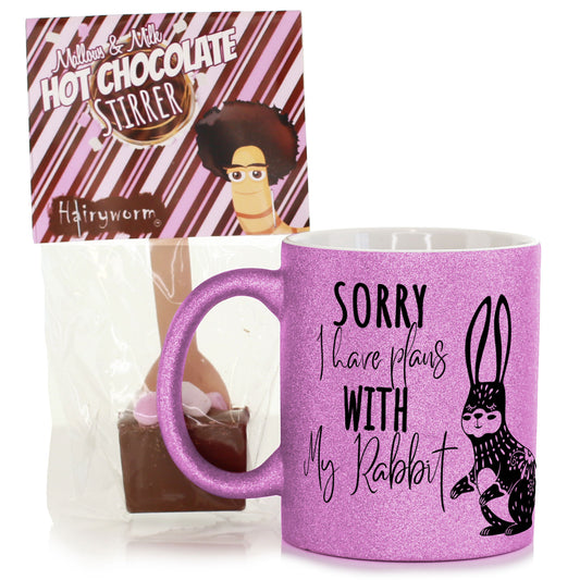 Personalised Glitter Mug - Sorry I Have Plans with My Rabbit