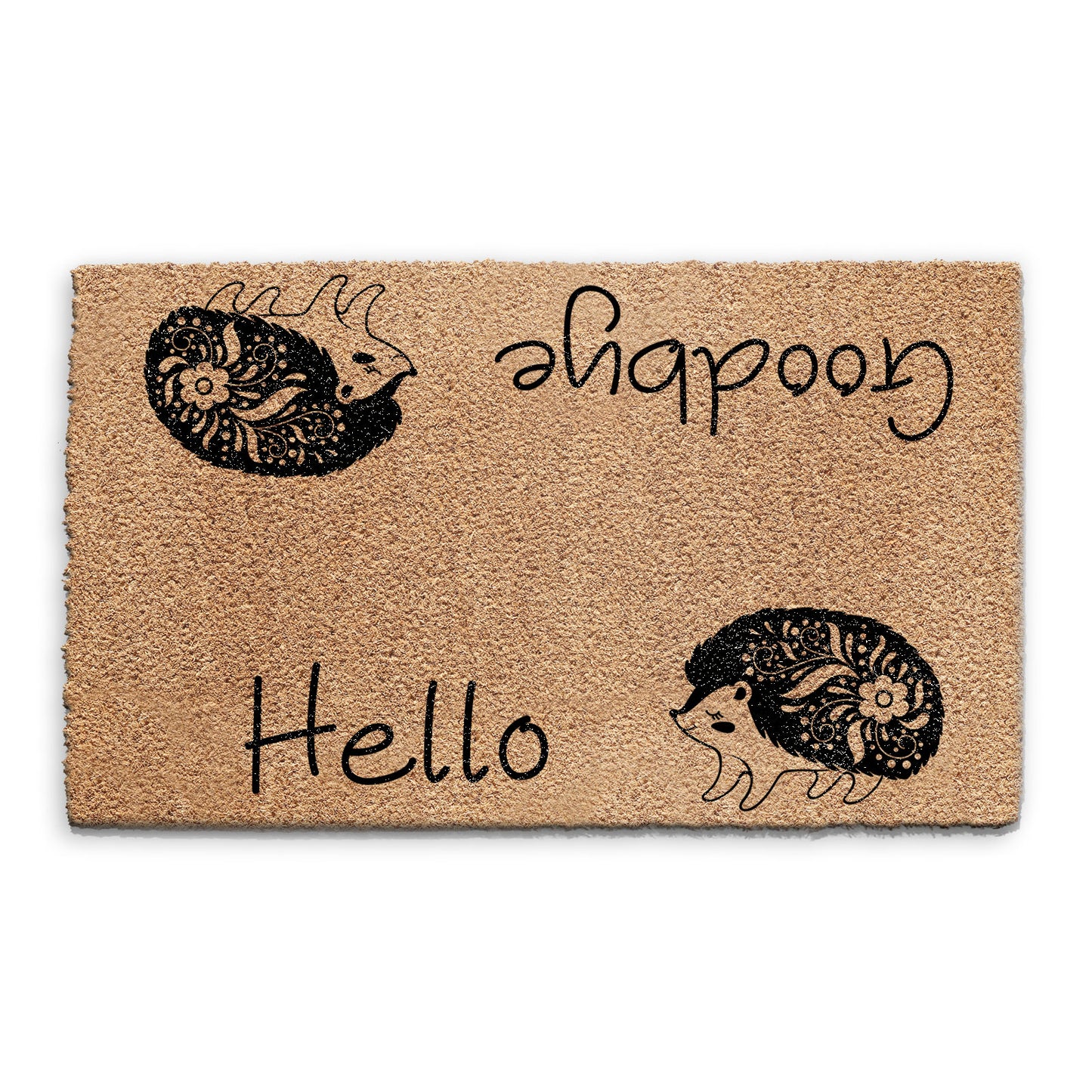 Coir Doormat - Hello Goodbye Hedgehog