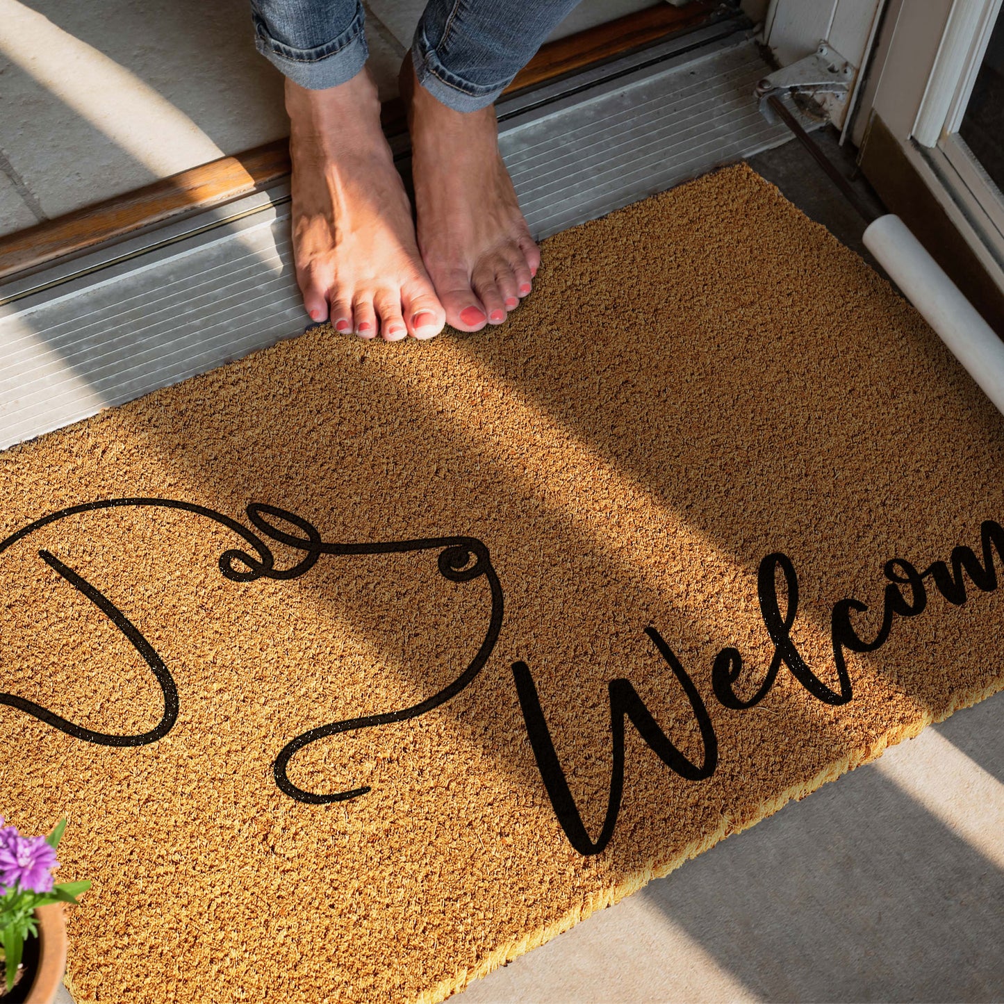 Coir Doormat - Curly Dog Welcome
