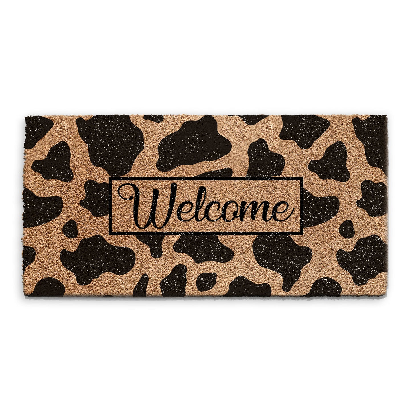 Coir Doormat - Cow Print Welcome