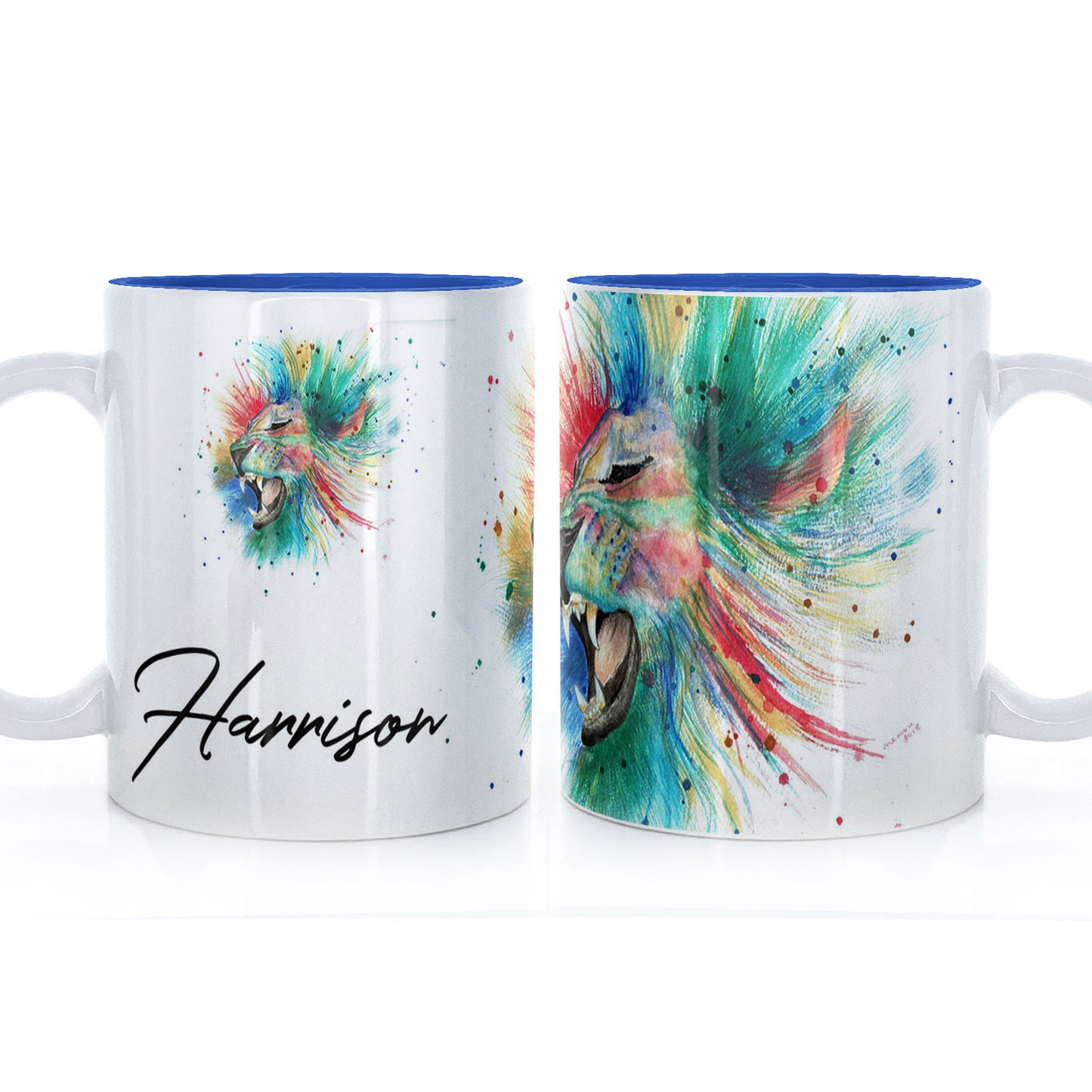 Personalised Mug with Stylish Text and Rainbow Lion