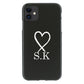 Personalised One Phone Gel Case with Classic Initials Under Brush Stroke Heart