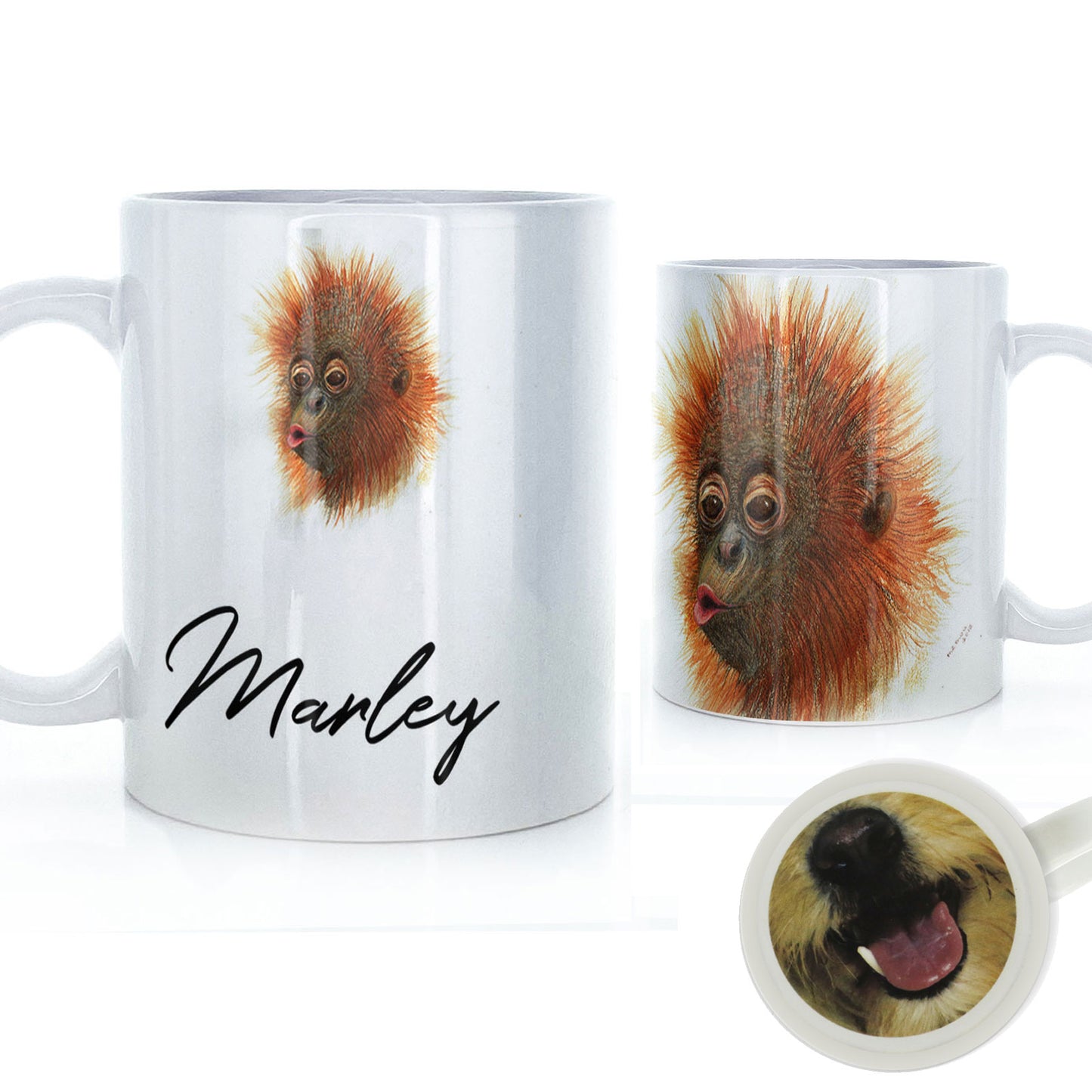 Personalised Mug with Stylish Text and Baby Orangutan