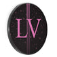 Personalised Wireless Charger with Pink Monogram and Pinstripe on Black