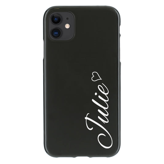 Personalised Apple iPhone Gel Case with White Heart Accented Text