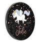 Personalised Wireless Charger with Winged Unicorn and Pink Text on Black Marble