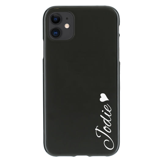 Personalised Sony Phone Gel Case with Heart Accented Stylish Text