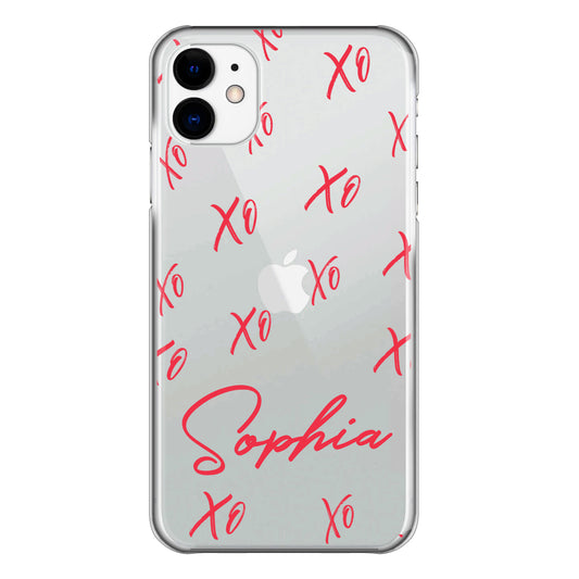 Personalised Huawei Phone Hard Case with Hugs/Kisses and Stylish Red Text
