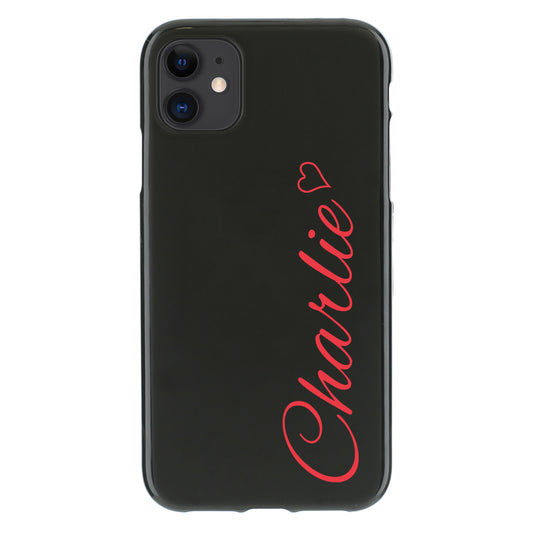 Personalised One Phone Gel Case with Red Heart Accented Text