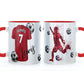 Personalised Mug with Stylish Text and Red Shirt with Name & Number