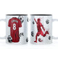 Personalised Mug with Stylish Text and Red & Black Shirt with Name & Number