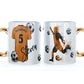 Personalised Mug with Stylish Text and Orange & Black Shirt with Name & Number