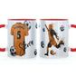 Personalised Mug with Stylish Text and Orange & Black Shirt with Name & Number