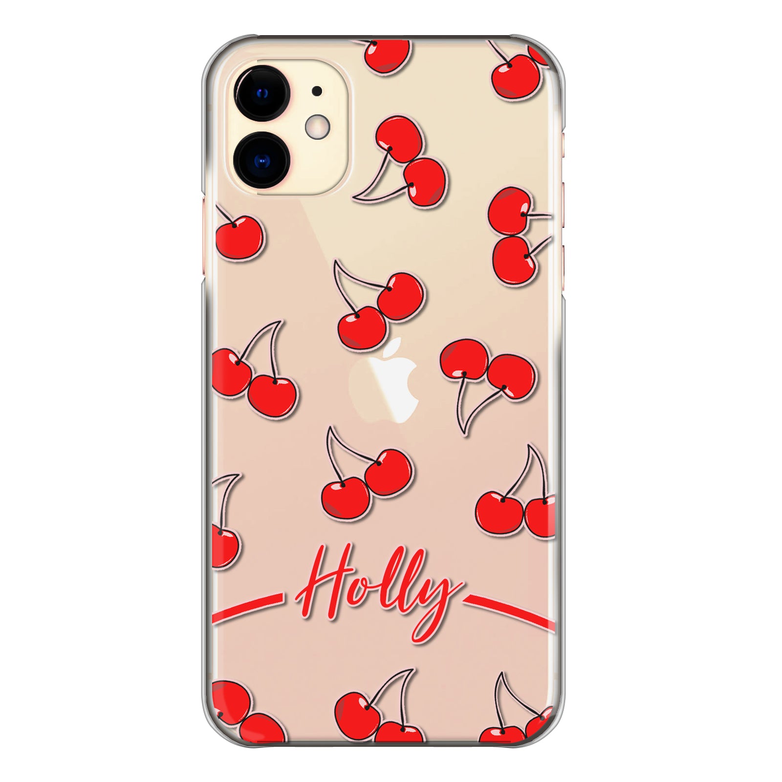 Personalised Sony Phone Hard Case with Cherry Pairs and White Outlined Red Text