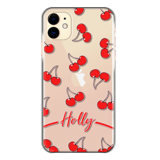 Personalised Huawei Phone Hard Case with Cherry Pairs and White Outlined Red Text