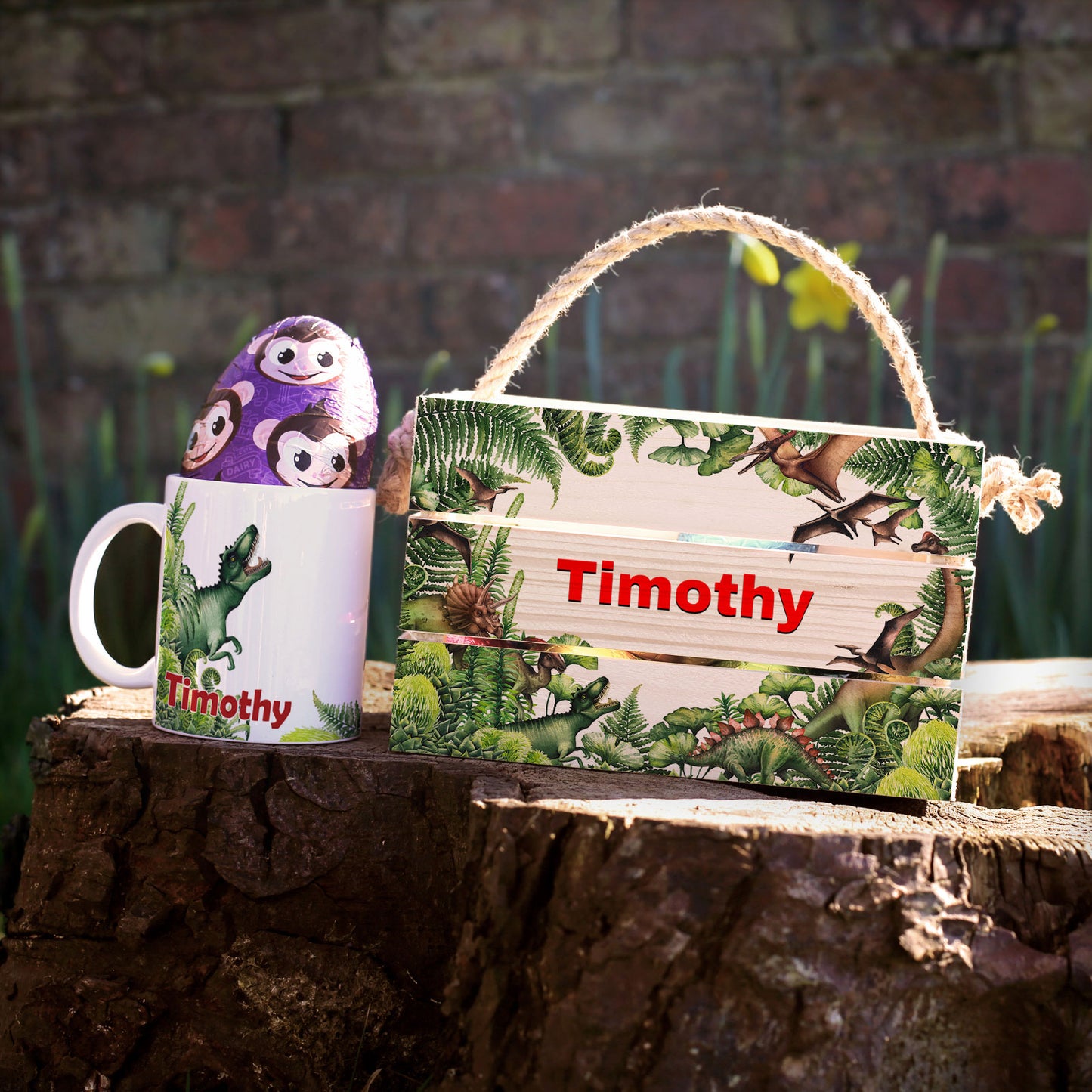 Personalised Easter Basket Gift Hamper with Jurassic Dinosaurs