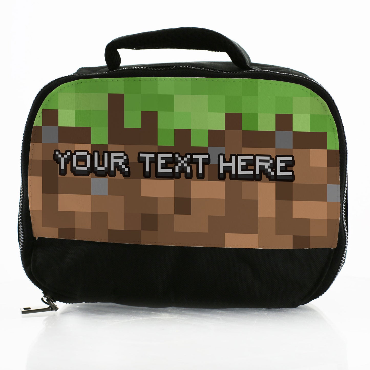 Personalised Lunch Bag with Gamer Mining Block & Name