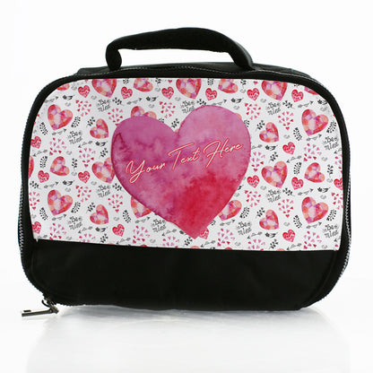 Personalised Lunch Bag with Pink Love Hearts & Name