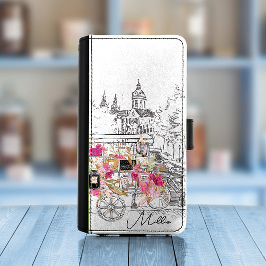 Personalised Leather iPhone Case with Shopping Sketch Design