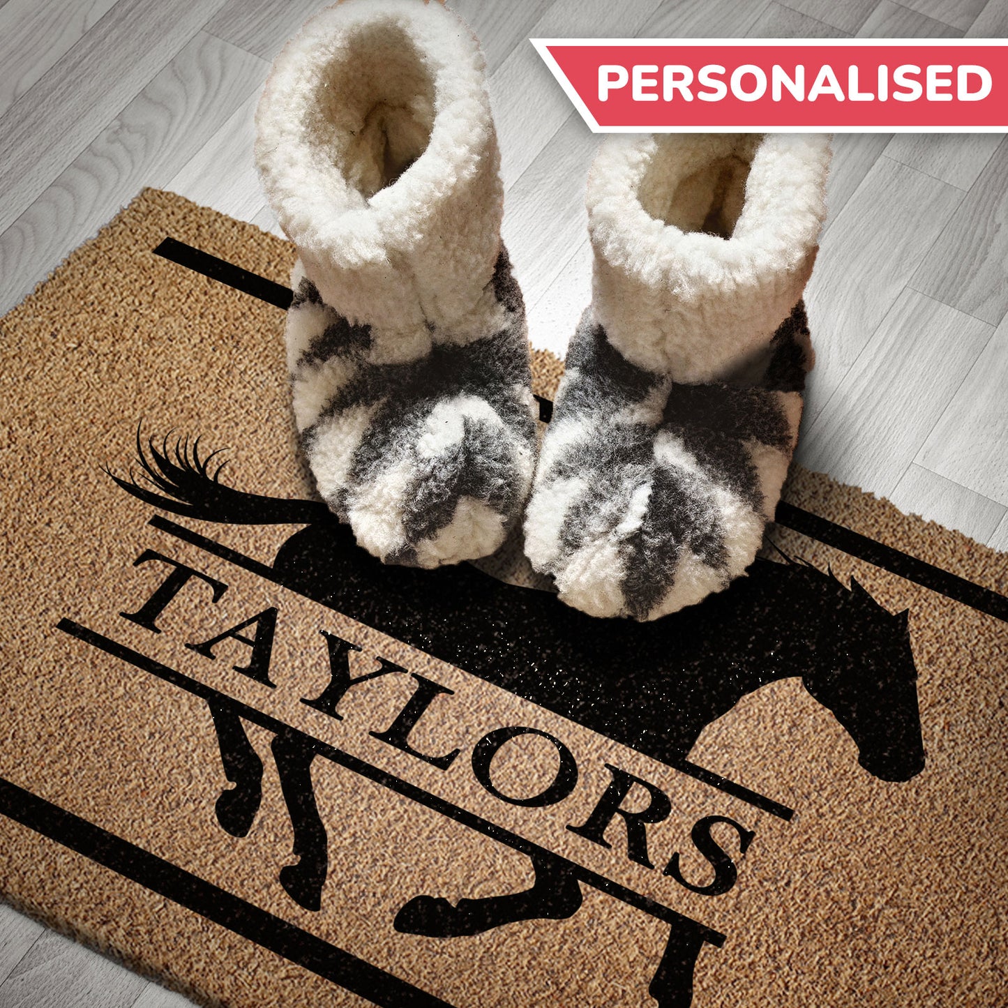 Personalised Doormat with Running Horse and Family Name