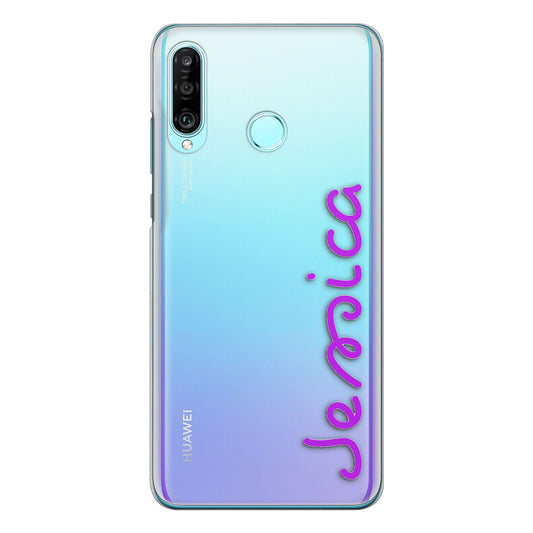 Personalised Huawei Phone Hard Case with Love Summer Name In Purple