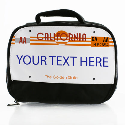 Personalised Lunch Bag with Classic California Licence & Text