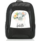 Personalised Large Multifunction Backpack with Hippo Peach Flowers and Cute Text