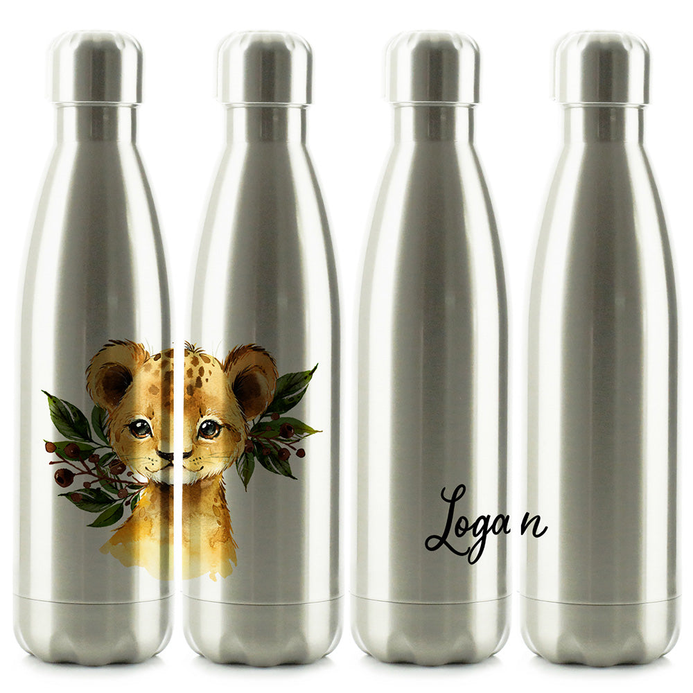 Personalised Lion Olive Branch and Name Cola Bottle