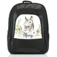 Personalised Large Multifunction Backpack with Grey Donkey Pink and White Flowers and Cute Text