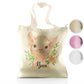 Personalised Glitter Tote Bag with Pink Pig Flowers and Cute Text