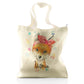 Personalised Glitter Tote Bag with Red Fox with Hearts Dandelion Butterflies and Cute Text