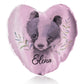 Personalised Glitter Heart Cushion with Black and White Badger Leaves and Cute Text
