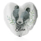Personalised Glitter Heart Cushion with Black and White Badger Leaves and Cute Text