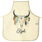 Personalised Canvas Apron with Cow Skull Feathers and Name Design