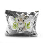 Personalised Sequin Zip Bag with Christmas Reindeer Deer Green Leaves and Cute Text