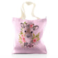 Personalised Glitter Tote Bag with Reindeer Pink Flowers and Cute Text