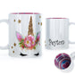 Personalised Mug with Mystical Text and Bewitching Gold Floral Unicorn