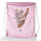 Personalised Glitter Drawstring Backpack with Welcoming Text and Climbing Mum and Baby Koalas