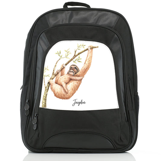 Personalised Large Multifunction Backpack with Welcoming Text and Climbing Mum and Baby Sloths