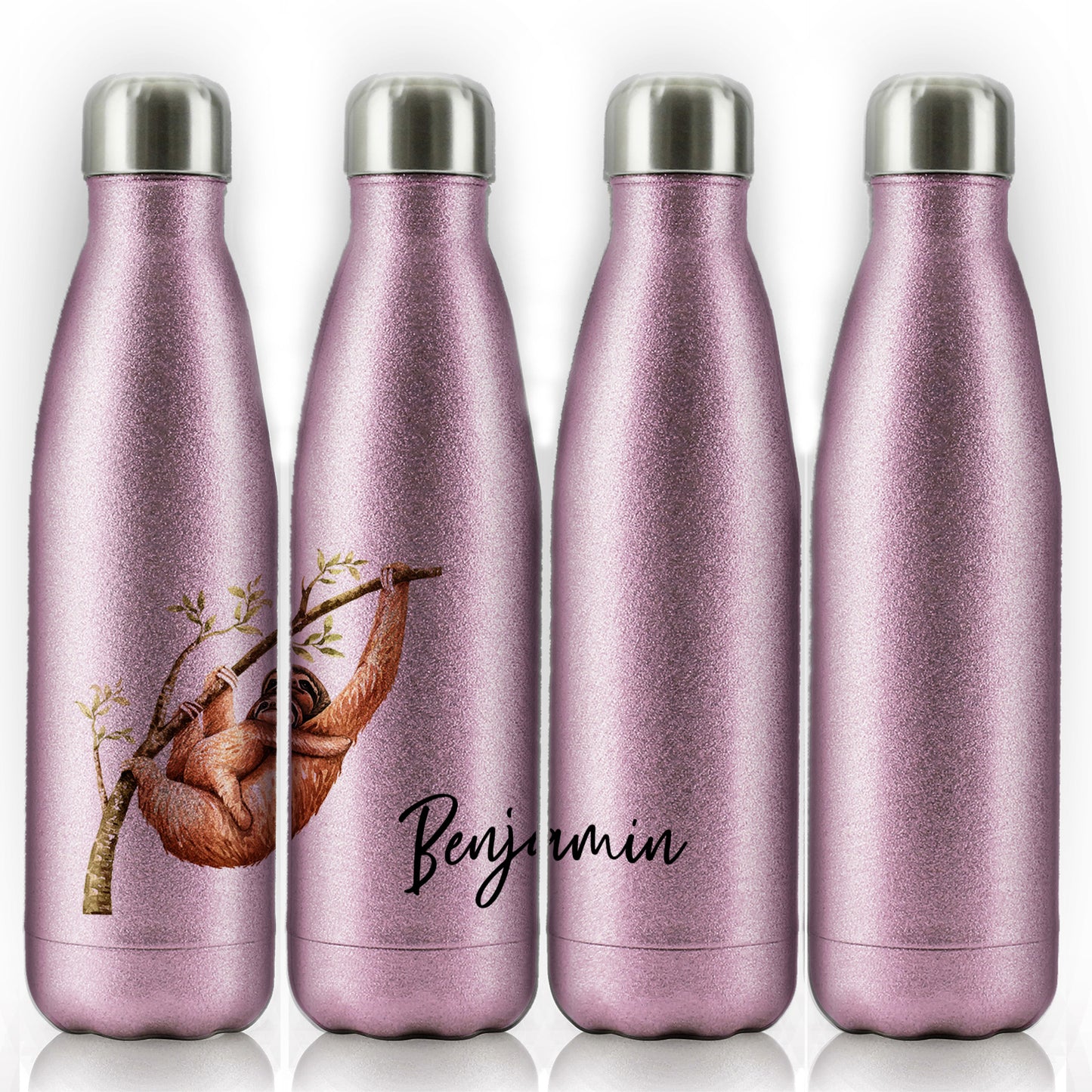 Personalised Cola Bottle with Welcoming Text and Climbing Mum and Baby Sloths