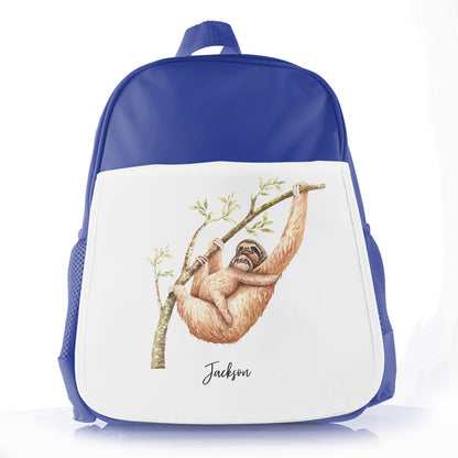 Personalised School Bag with Welcoming Text and Climbing Mum and Baby Sloths