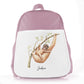 Personalised School Bag with Welcoming Text and Climbing Mum and Baby Sloths