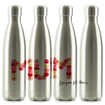 Personalised Cola Bottle with Stylish Text and Floral MUM