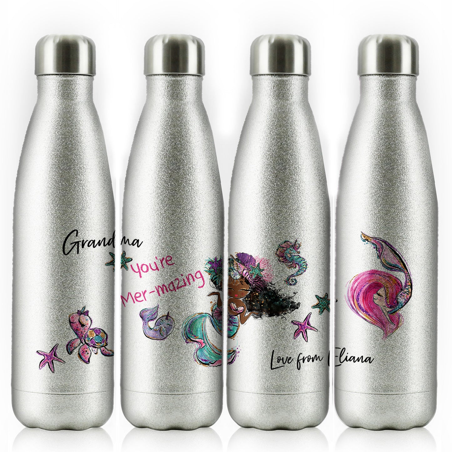 Personalised Cola Bottle with Stylish Text and Mermaid Love Message