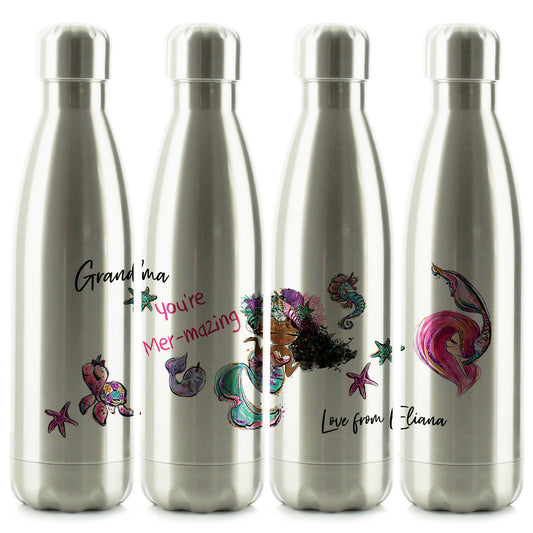 Personalised Cola Bottle with Stylish Text and Mermaid Love Message