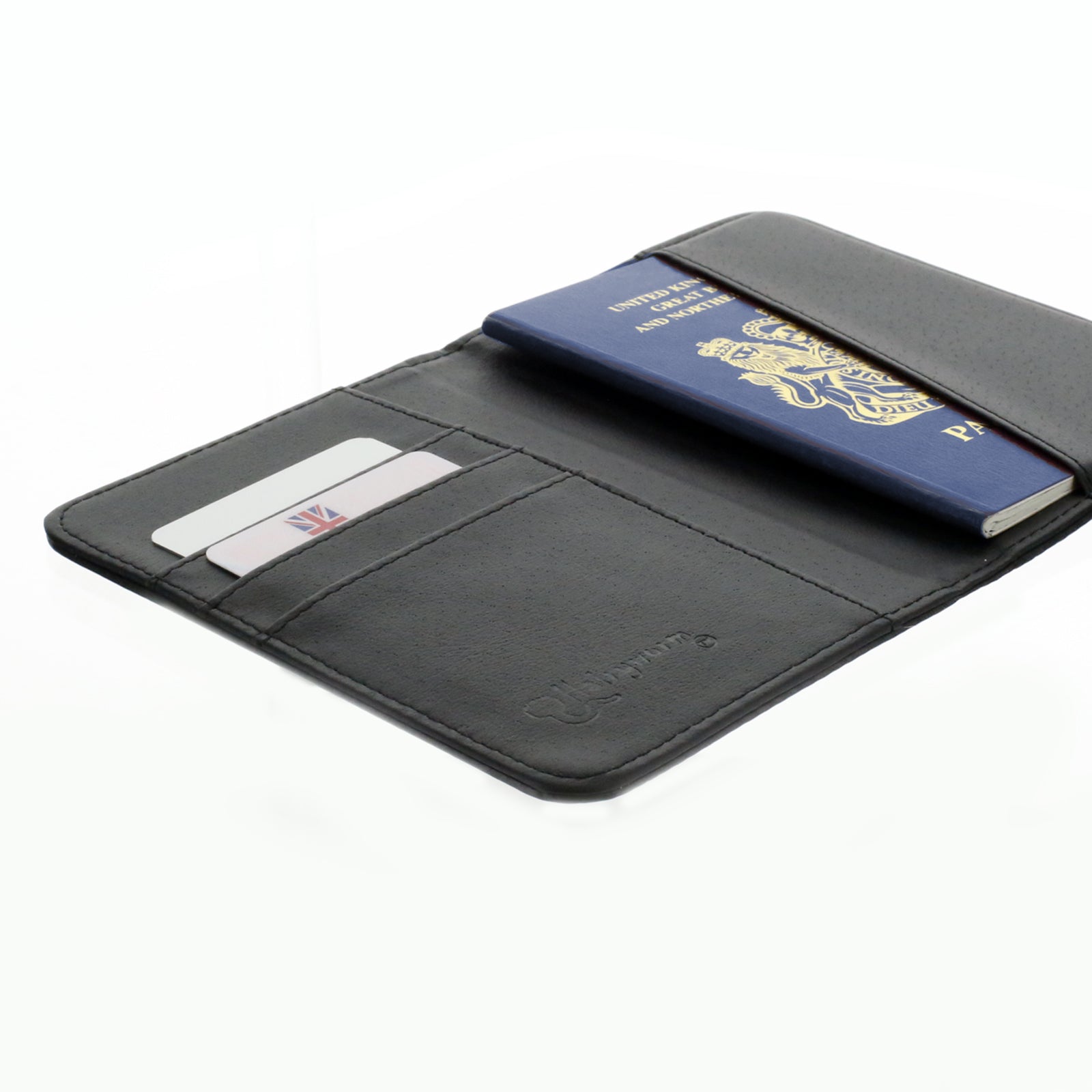 Personalised Passport Case & Tag with Grey Marble & Text - Half Print