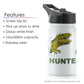 Personalised Green Diplodocus and Name White Sports Flask