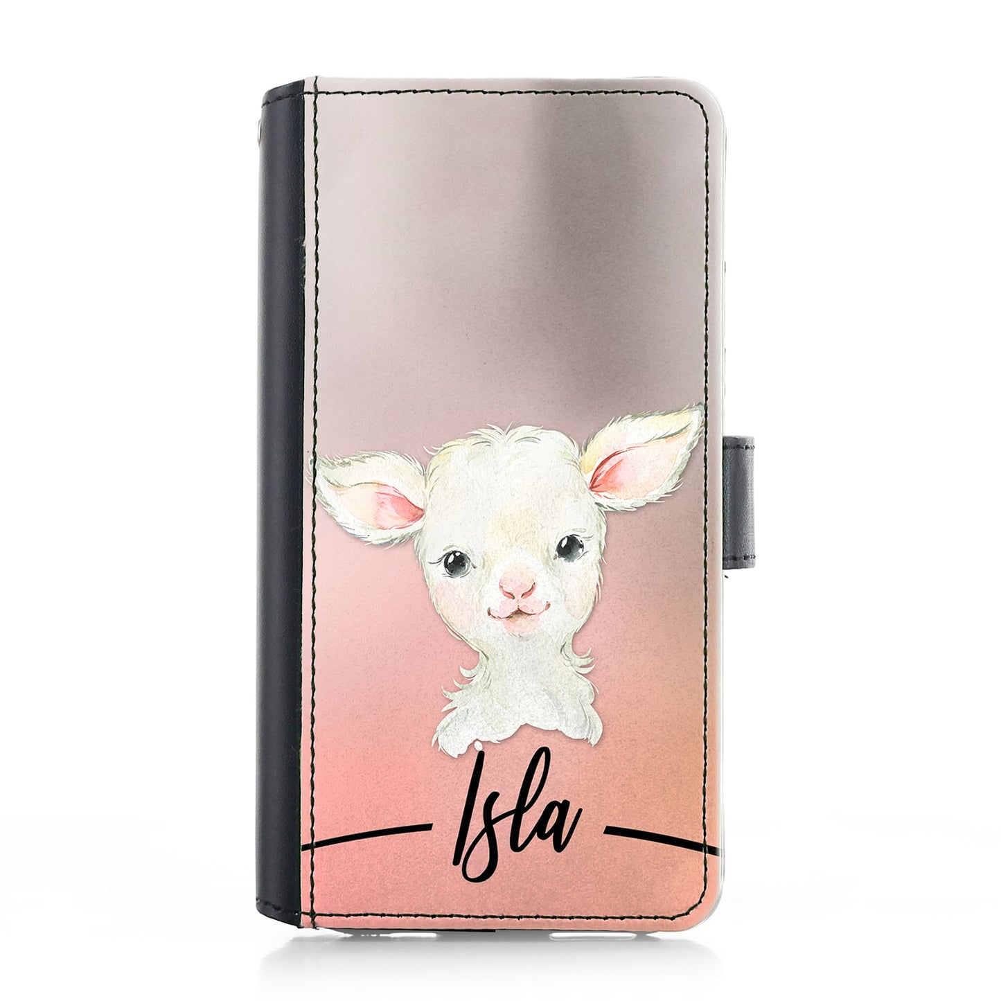 Personalised iPhone Leather Case - Baby Lamb and Name